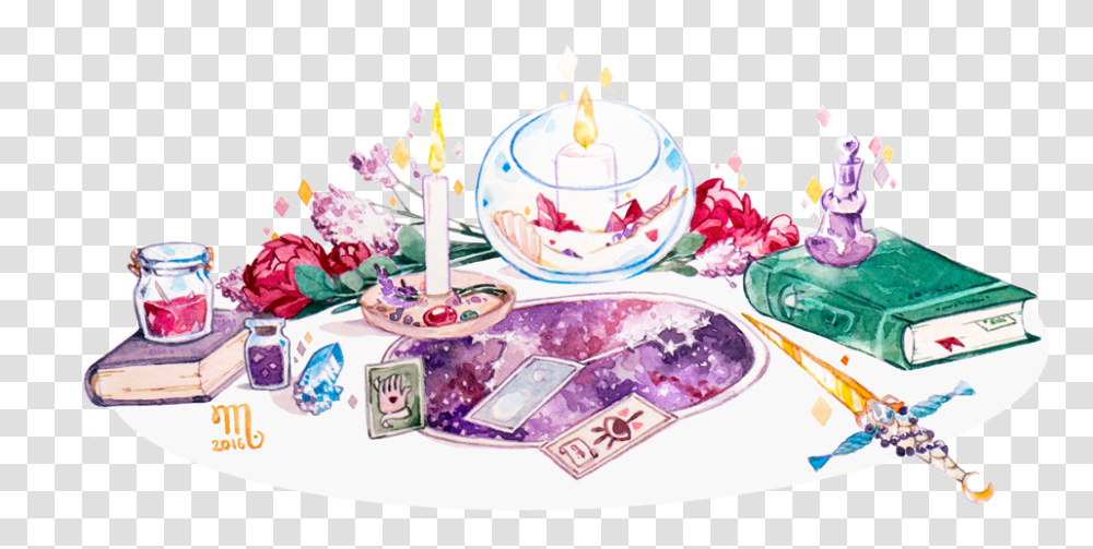 Mashiiro Is Creating Watercolor Illustrations And Sketches Witchy Art Challenge Day, Birthday Cake, Dessert, Food, Candle Transparent Png