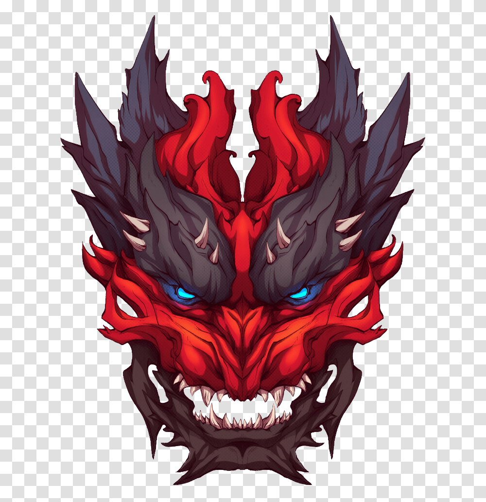 Mask Demon Monster Horns Dragon Illustration, Painting Transparent Png
