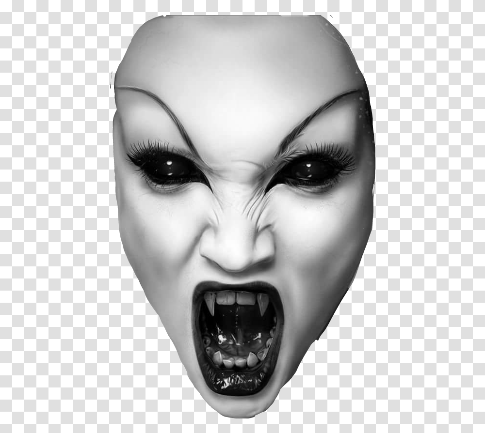Mask Evil Dark Horror Vampire Women Black And White Female Vampire, Head, Teeth, Mouth, Lip Transparent Png