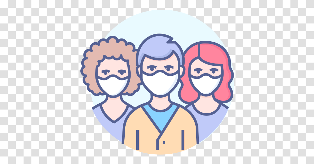 Masked People Group Face Free Icon People Group Icon, Clothing, Apparel, Head, Crowd Transparent Png