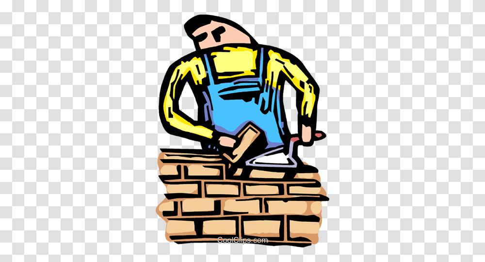 Mason Building A Brick Wall Royalty Free Vector Clip Art, Poster, Advertisement, Demolition Transparent Png