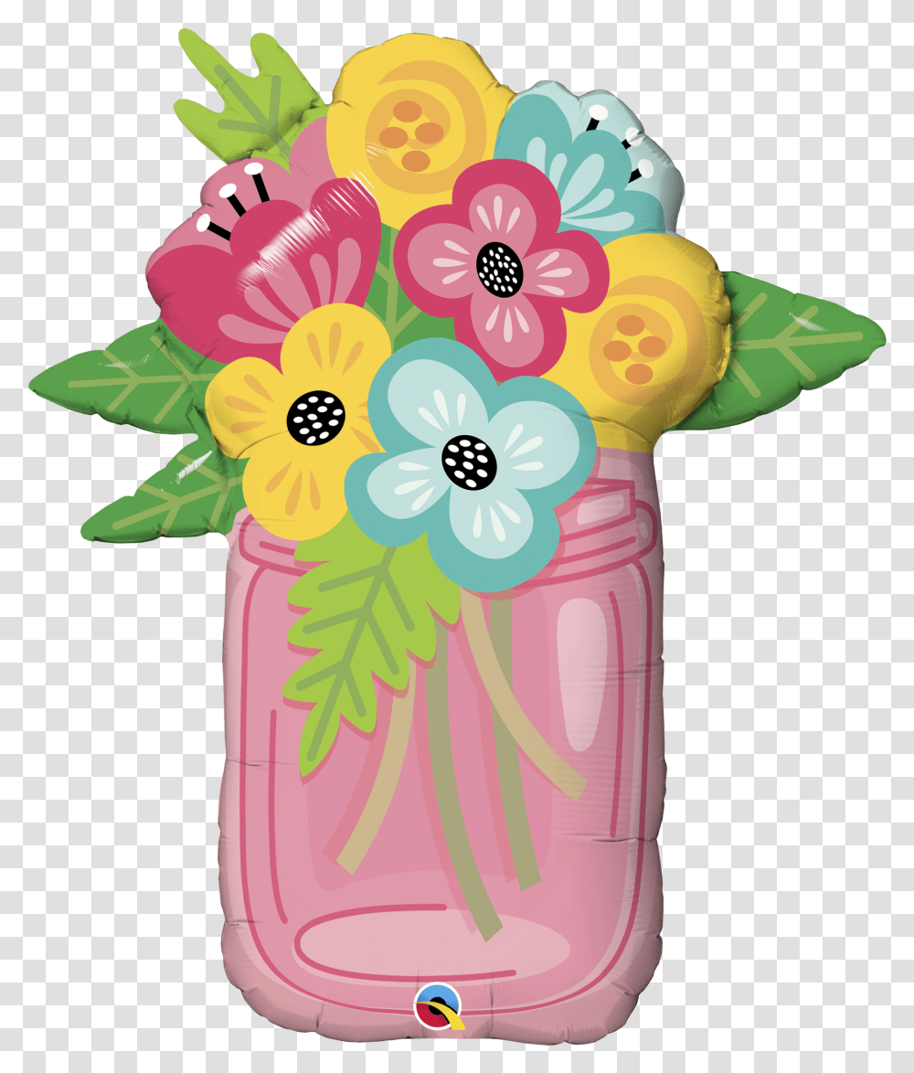 Mason Jar Flower Bouquet Coloring, Floral Design, Pattern Transparent Png