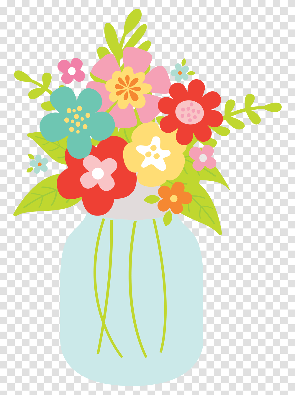 Mason Jar Vase, Floral Design, Pattern Transparent Png