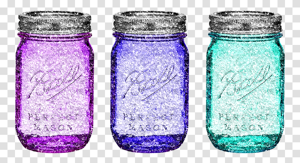 Mason Jars Glitter Flowers Jar Background, Beverage, Drink, Bottle Transparent Png