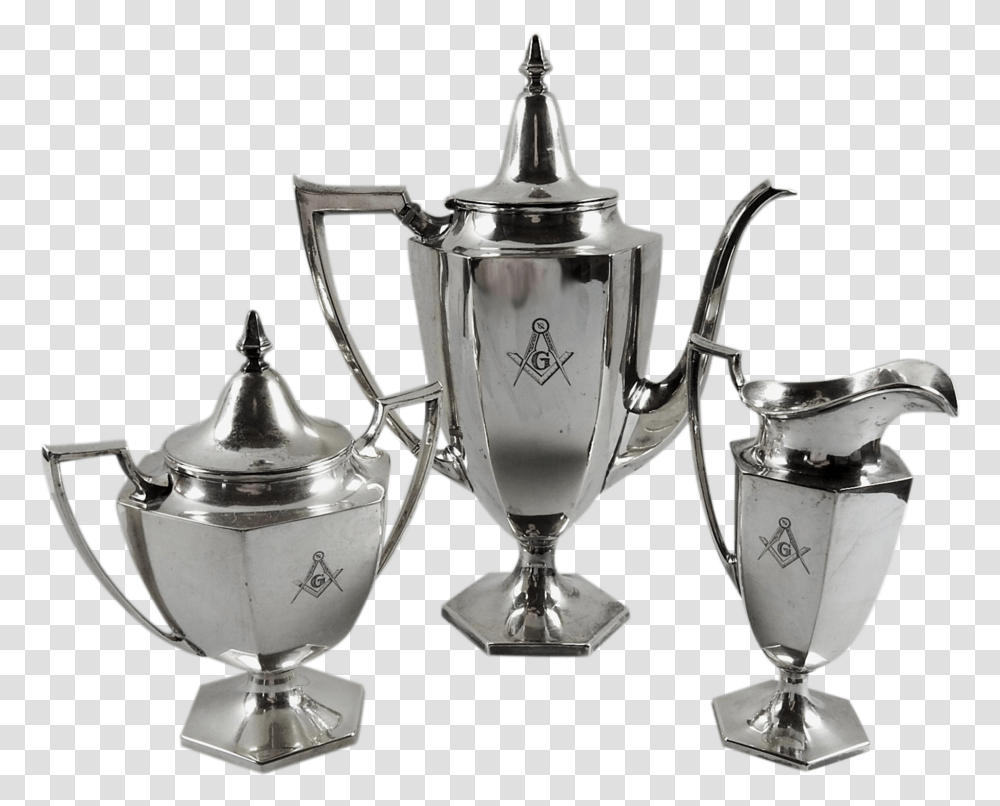 Masonic Engraved Silver Plate Tea Service Trophy, Sink Faucet Transparent Png