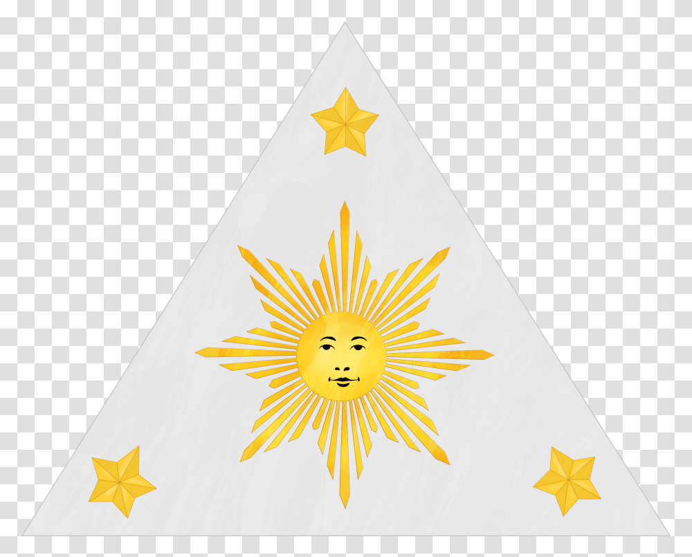 Masonic Sun Face With Black Outlines Revised Seal Of The First Philippine Republic, Triangle, Star Symbol, Cone Transparent Png