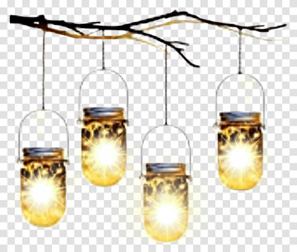 Masonjars Hanging Lights Lanterns Branch Glow Solar Lamp, Lighting, Light Fixture, Lightbulb Transparent Png