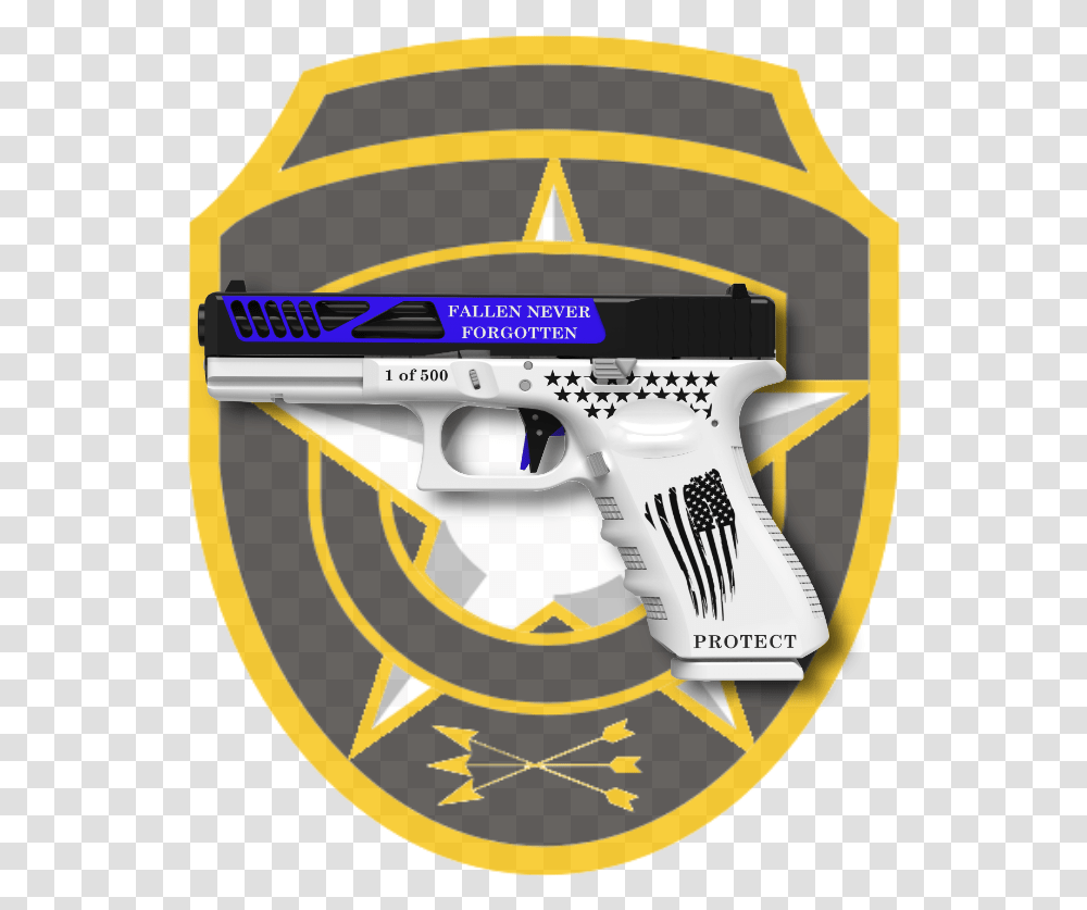 Masp Industries Fallen Series Thin Blue Line Glock 17 Police Officer, Helmet, Clothing, Label, Text Transparent Png