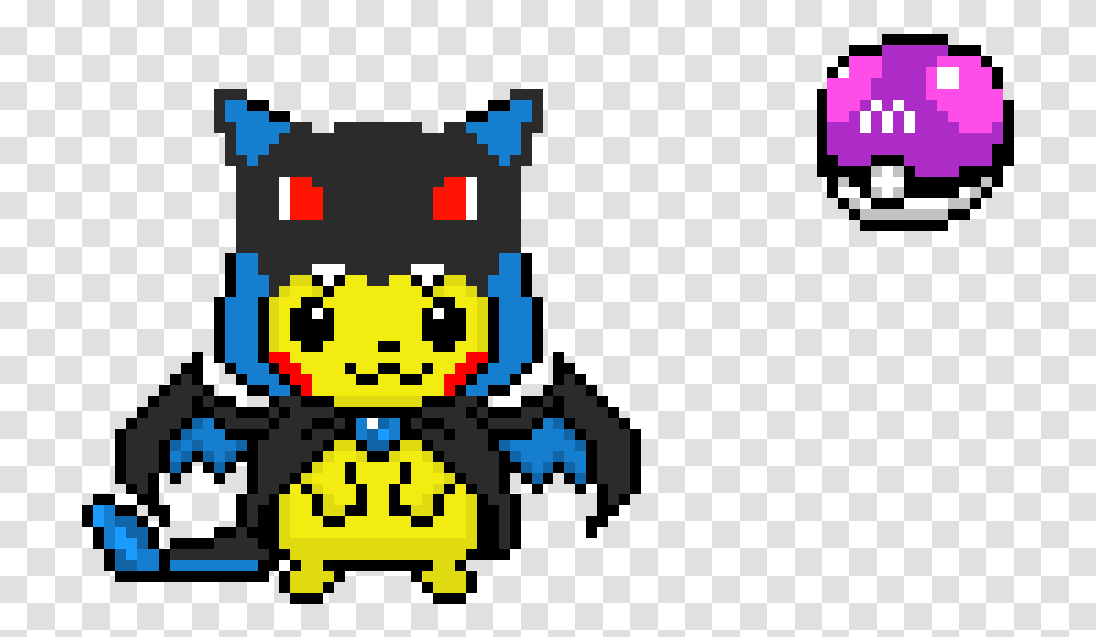 Master Ball Pikachu With Charizard Pixel Art Pokmon Charizard X, Pac Man Transparent Png