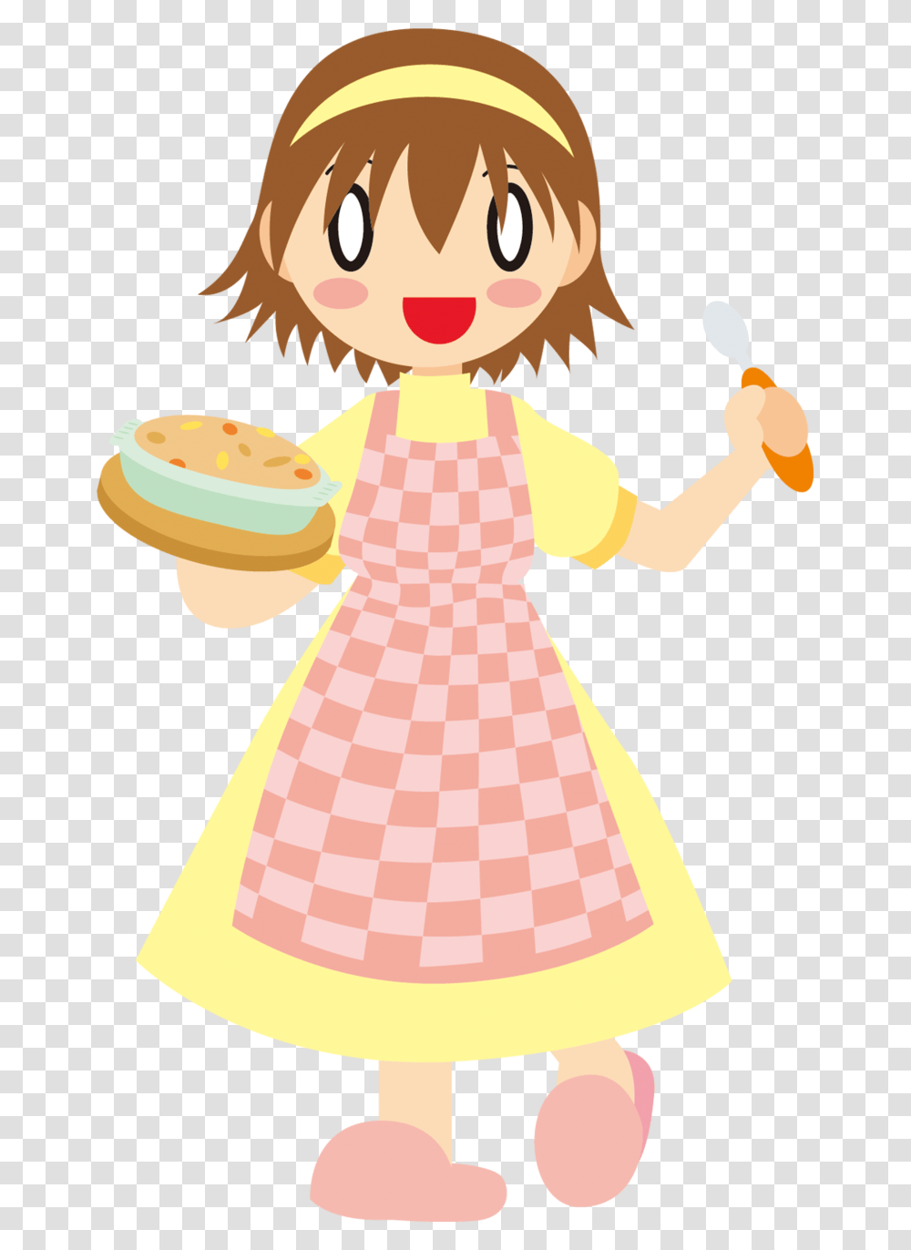 Master Pie Making Happy Girl Making A Peach Pie Clip Art, Plant, Doll, Toy, Food Transparent Png