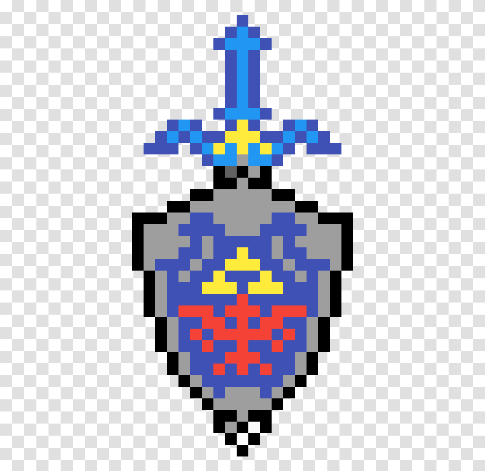 Master Sword And Hylain Shield Hylian Shield 8 Bit, Cross, Ornament, Pattern Transparent Png