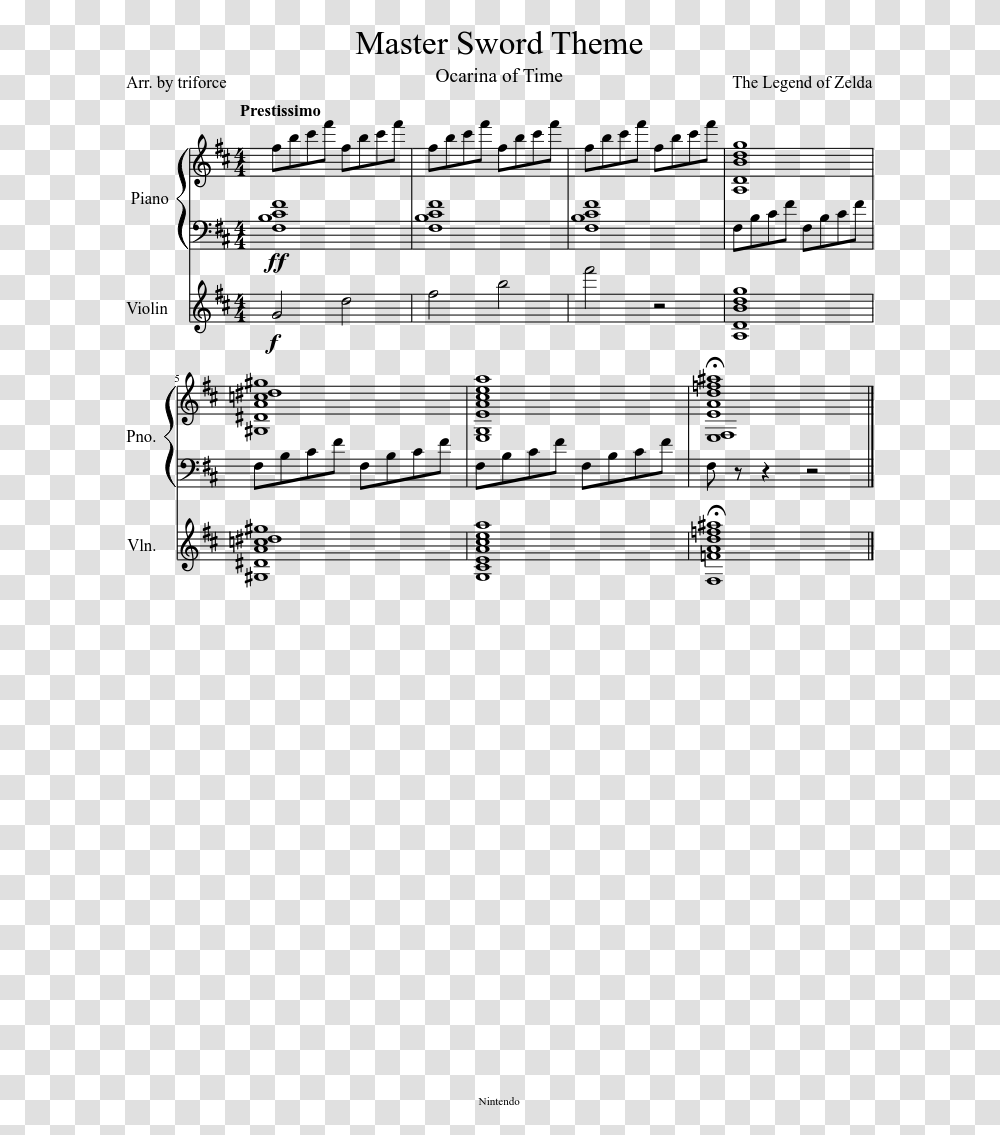 Master Sword Theme Sheet Music Composed By The Legend Master Sword Theme Sheet Music Transparent Png