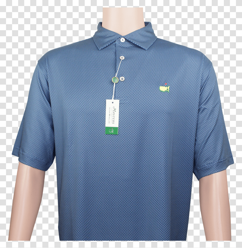Masters Navy Amp Light Blue Peter Millar Performance Polo Shirt, Apparel, Sleeve, Person Transparent Png