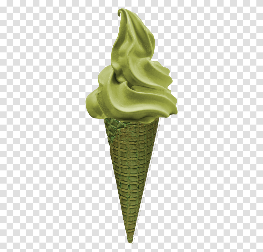 Matcha Ice Cream Cone, Dessert, Food, Creme Transparent Png