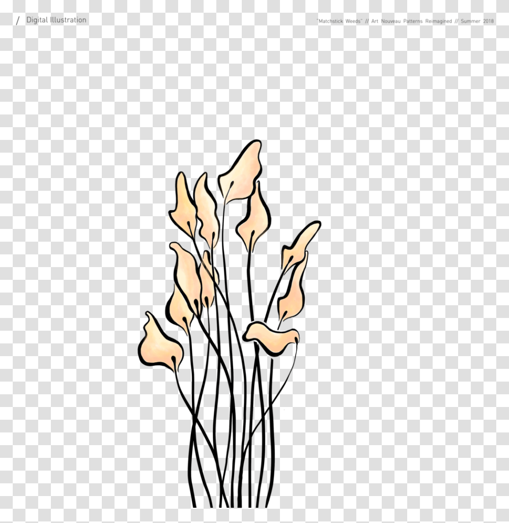 Matchstick Weeds Art Nouveau Inspired Digital Illustration, Bonfire, Flame, Silhouette, Hook Transparent Png