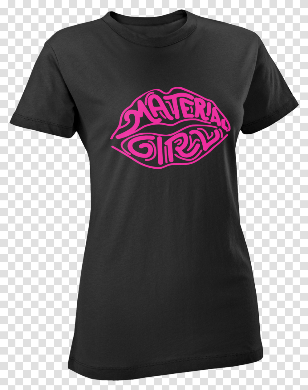 Material Girl Lips Black Pink, Apparel, T-Shirt, Person Transparent Png