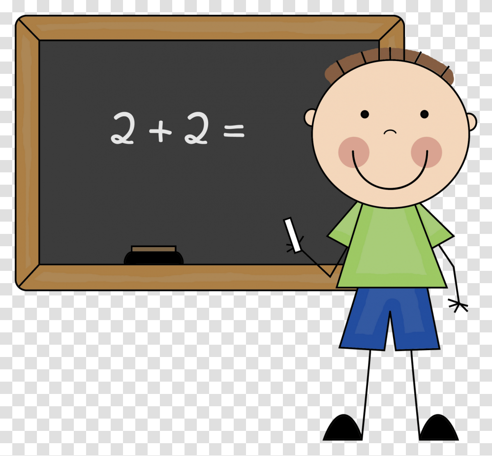 Math Clipart Boy Doing Math Clipart, Blackboard, Number Transparent Png
