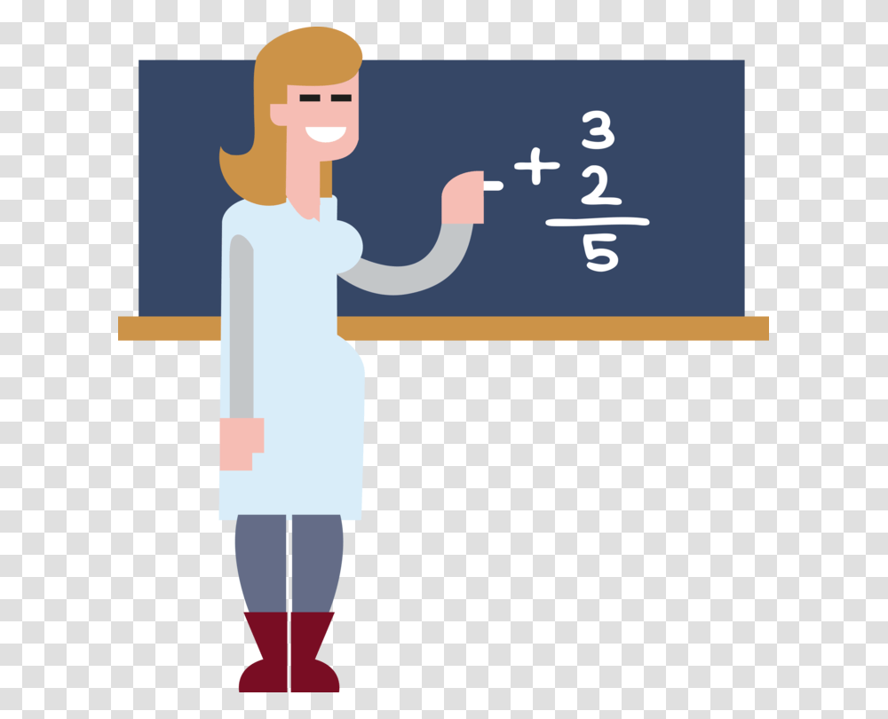 Mathematics Teacher Line Art Computer Icons Cartoon Free, Word, Standing, White Board Transparent Png