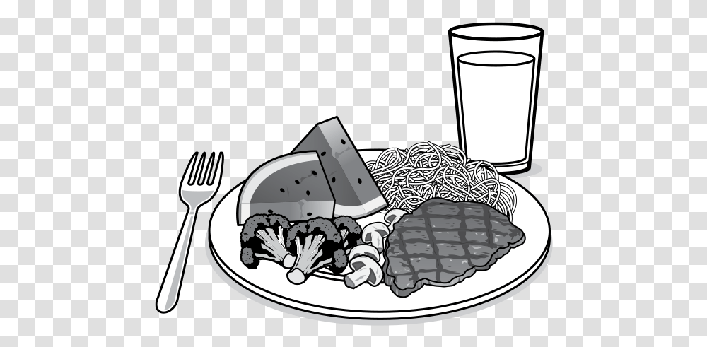 Matrix Lesson Black And White Food Plate Clipart, Dish, Meal, Fork, Cutlery Transparent Png