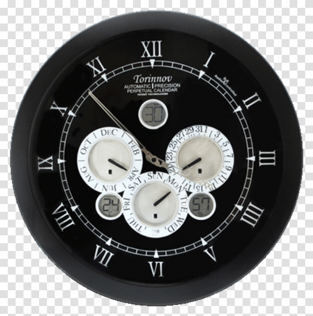 Matt Black Metal Automatic Perpetual Calendar Wall Wall Clock, Analog Clock, Wristwatch, Clock Tower, Architecture Transparent Png