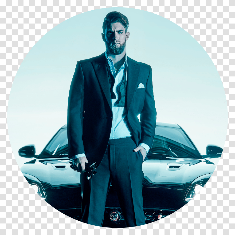 Matt Schuenke Jaguar Bryce Harper Sports Car, Clothing, Suit, Overcoat, Person Transparent Png