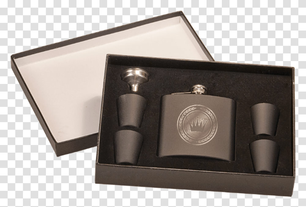 Matte Black Flask Set In Black Presentation Box, Buckle Transparent Png