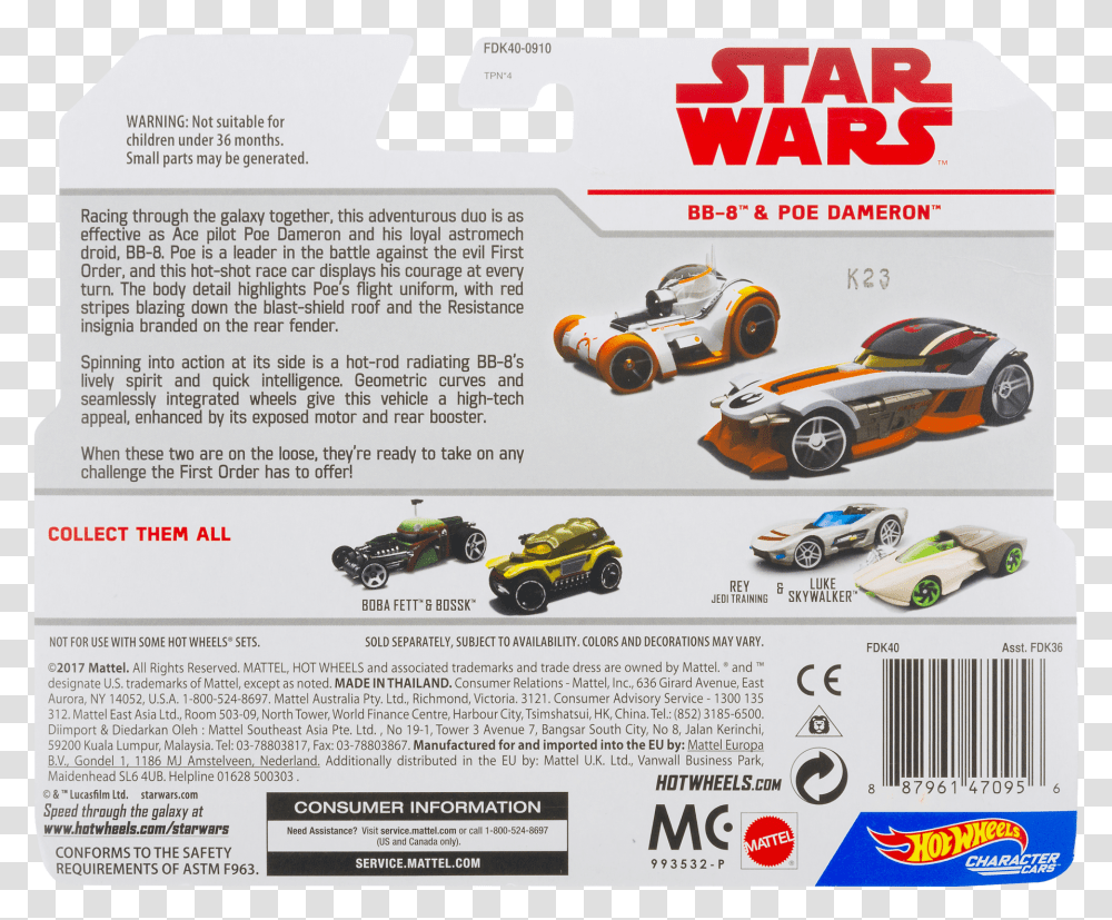Mattel Hot Wheels Star Wars Bb 8 & Poe Dameron Star Wars Jedi Legacy, Machine, Car, Vehicle, Transportation Transparent Png