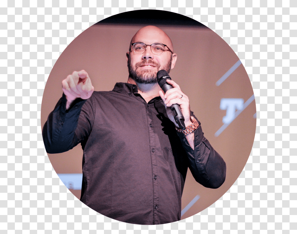 Matthew Delgadillo Campus Pastor Discovery Downtown Speech, Person, Microphone, Man Transparent Png