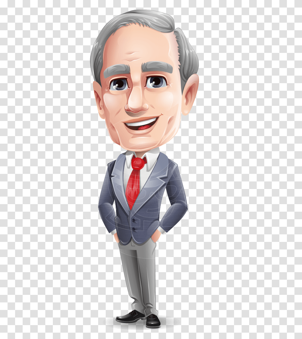 Mature Businessman Cartoon Vector Character, Tie, Accessories, Person, Head Transparent Png