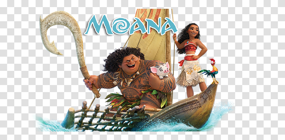 Maui Moana Clipart Moana And Maui On Boat, Person, Hair, Toy, Leisure Activities Transparent Png