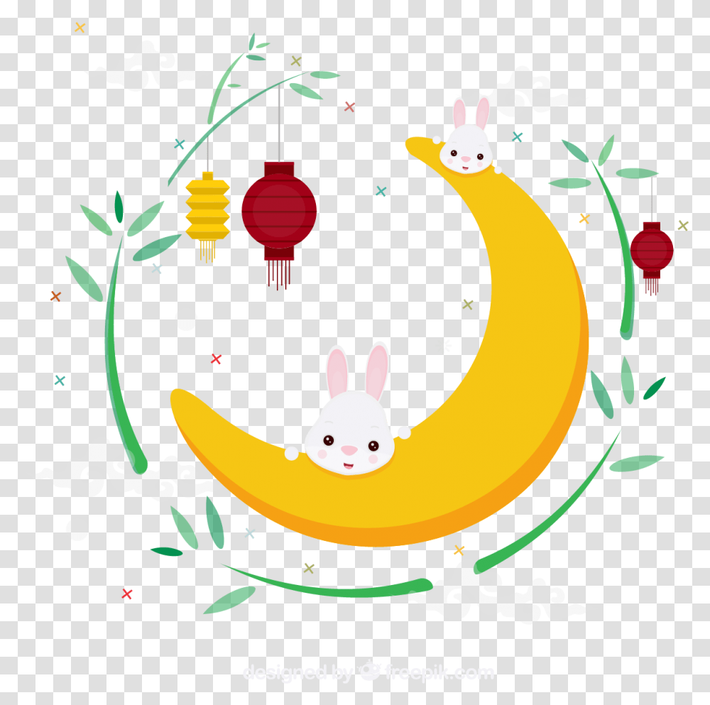 Mautumn Festival Moon Rabbit Illustration Mid Autumn Festival Illustration, Plant, Fruit, Food, Banana Transparent Png