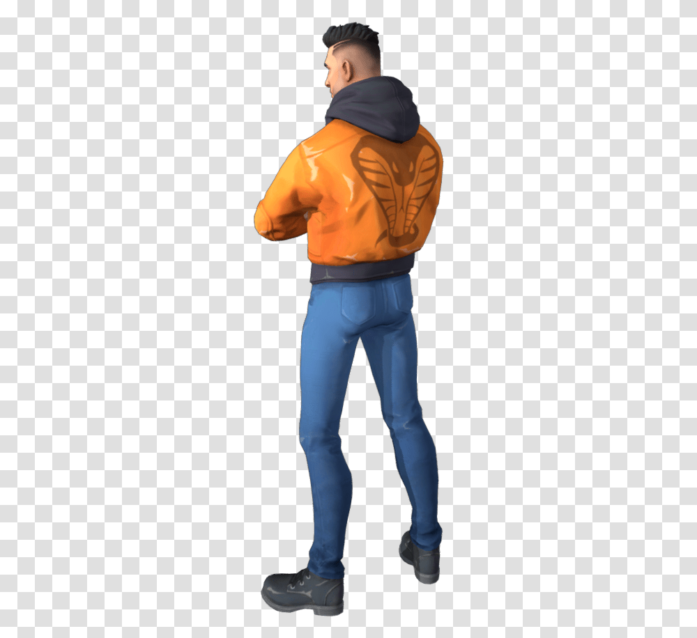 Maverick Outfit Fortnite Skin With Orange Jacket, Shoe, Person, Pants Transparent Png