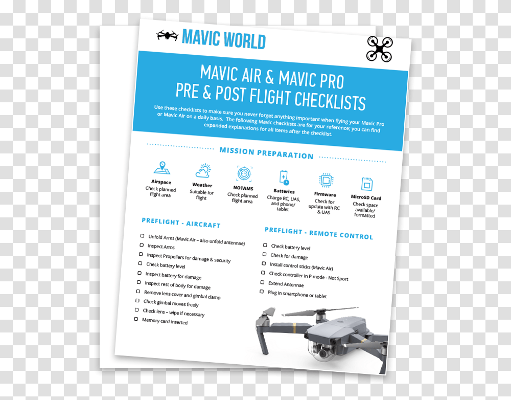 Mavic Pro Pre Flight Checklist Check Liste Fr Drone Pro, Advertisement, Flyer, Poster, Paper Transparent Png