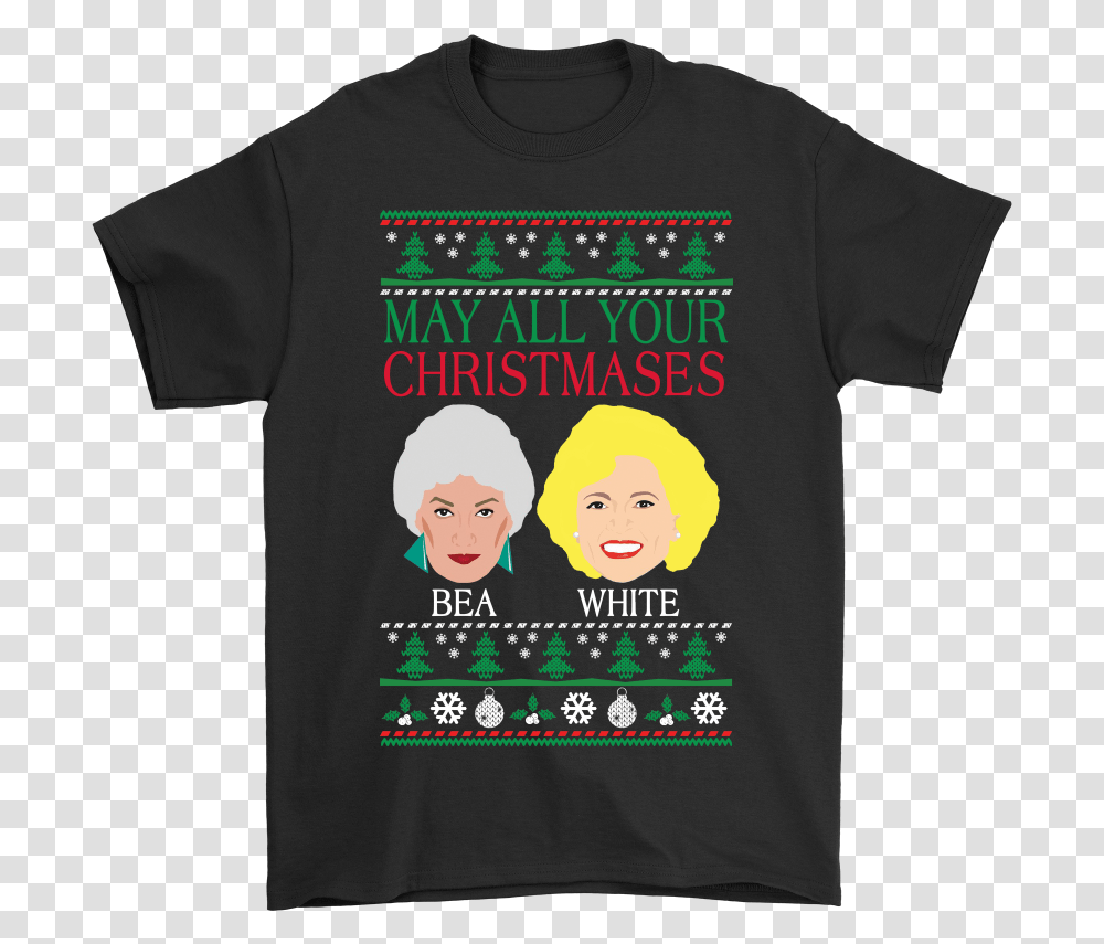 May All Your Christmases Bea White Golden Girls Shirts Half Spiderman Half Deadpool, Apparel, T-Shirt, Person Transparent Png