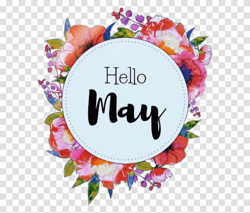 May Flowers Hello May Sticker, Floral Design, Pattern Transparent Png