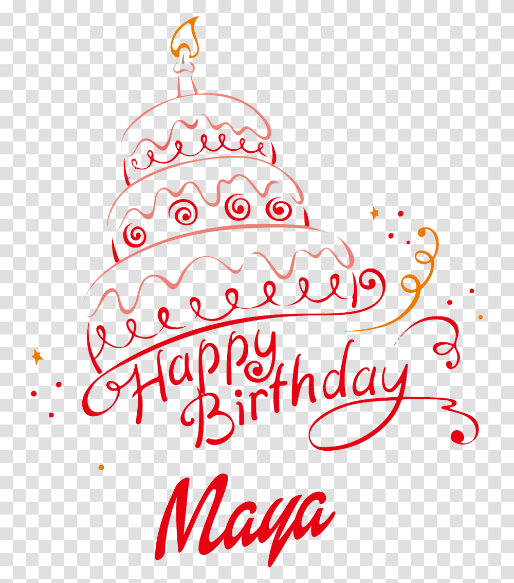 Maya Happy Birthday Vector Cake Name Happy Birthday Sunny Cake, Handwriting, Diwali Transparent Png