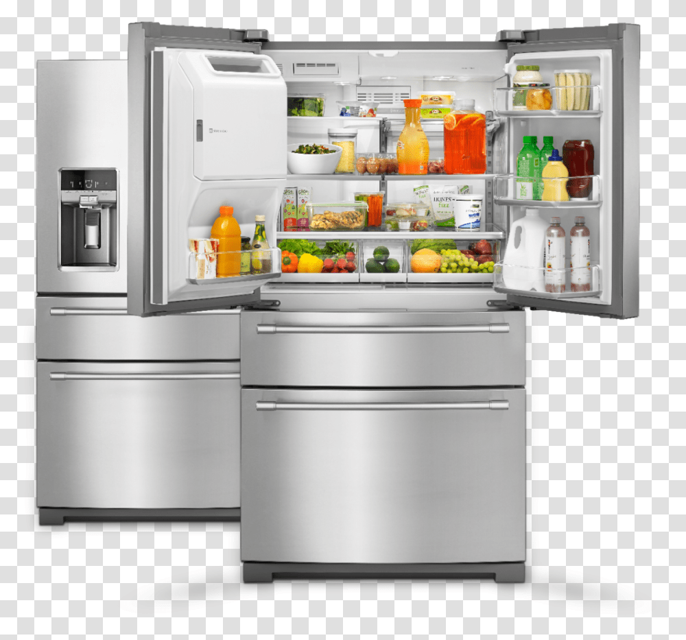 Maytag French Door Refrigerator With Doors Open And Maytag Wide French Door Refrigerator, Appliance, Chair, Furniture Transparent Png