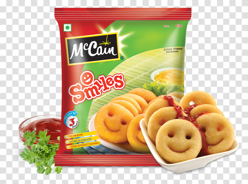 Mccain Crispy Happy Potatoes Smiles Mccain Smiley, Bread, Food, Bagel, Plant Transparent Png