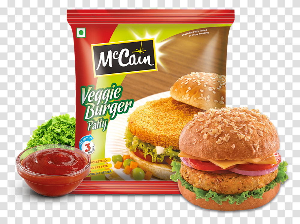 Mccain Frozen Veggie Burgers Patties, Food, Ketchup, Plant, Lunch Transparent Png