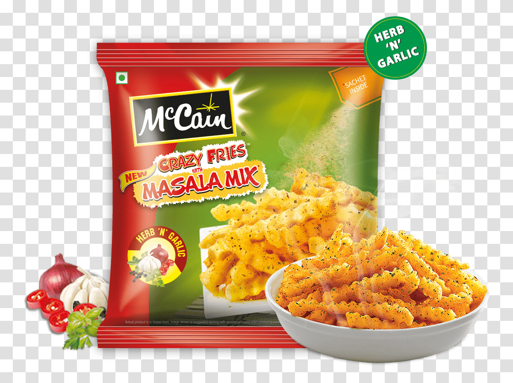 Mccain New Crazy Fries With Masala Mix Types Of Mccain Fries, Food, Macaroni, Pasta, Bird Transparent Png