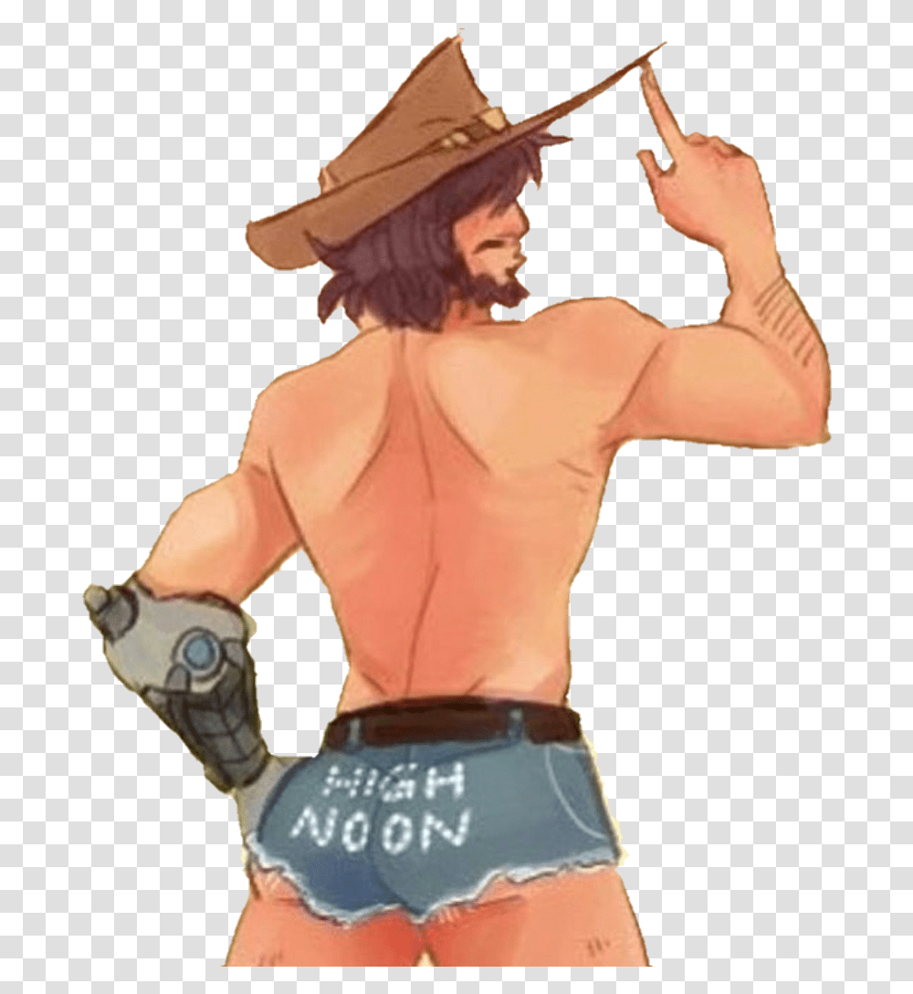 Mccree Hat Mccree In Underwear, Person, Back, Arm Transparent Png