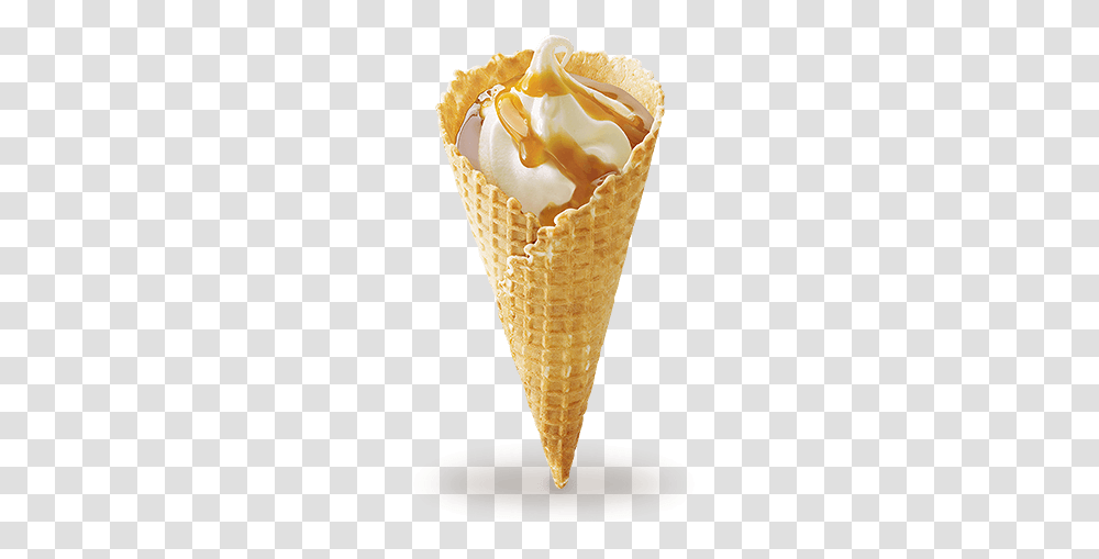 Mcdonald Waffle Caramel Ice Cream, Dessert, Food, Creme, Cone Transparent Png