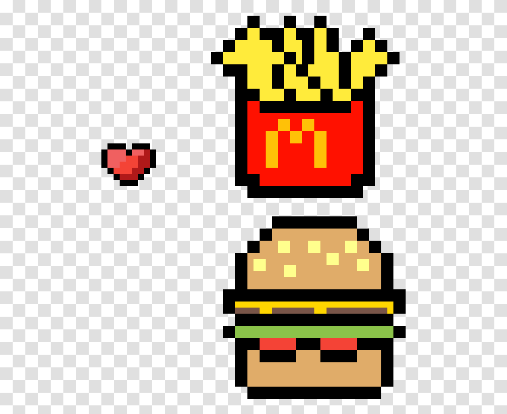 Mcdonalds Burger And Fries Clipart Pixel Pac Man Transparent Png