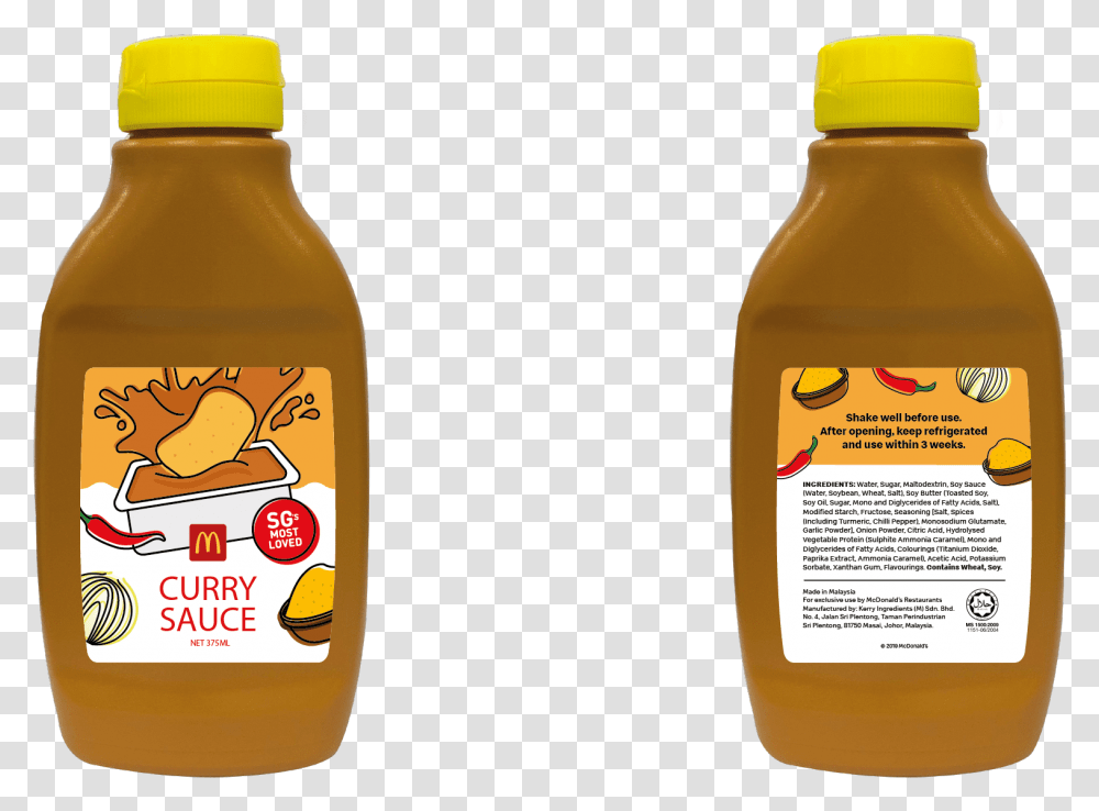 Mcdonalds Singapore Curry Sauce Bottle, Label, Honey, Food Transparent Png