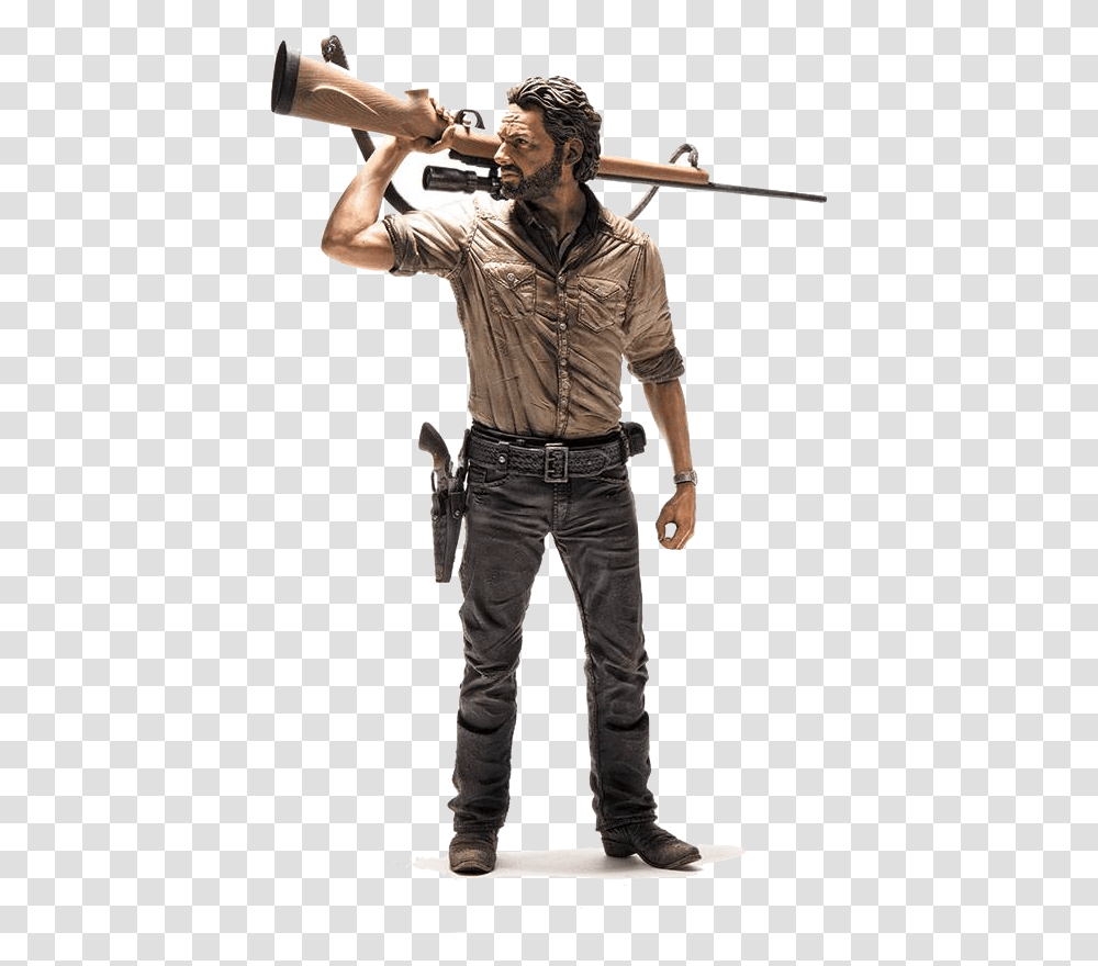 Mcfarlane The Walking Dead Rick Grimes Deluxe Figure Walking Dead Action Figure, Person, Pants, Man Transparent Png