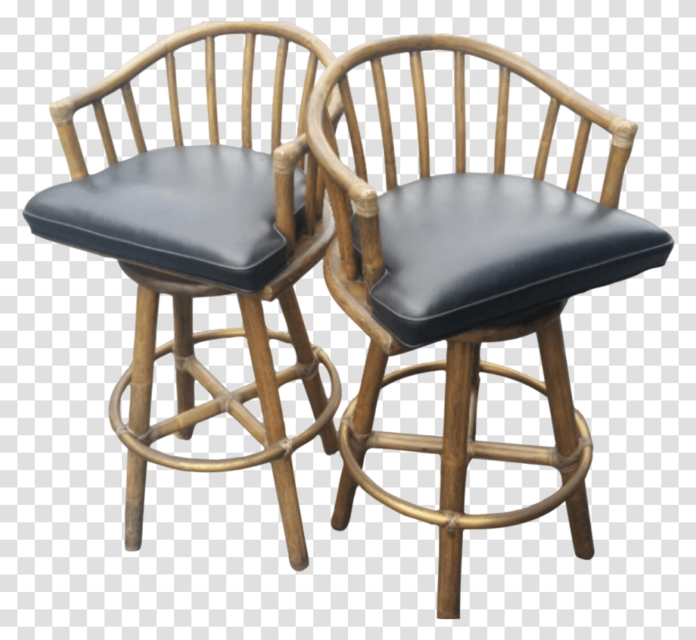 Mcguire Rattan Swivel Barstool Windsor Chair, Furniture, Armchair Transparent Png