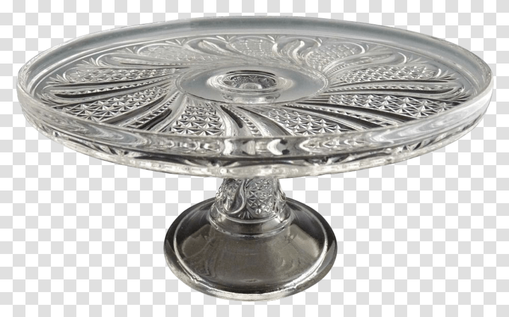 Mckee Antique Glass Cake Stand Salver Doric Feather Antique, Furniture, Silver, Table, Coffee Table Transparent Png
