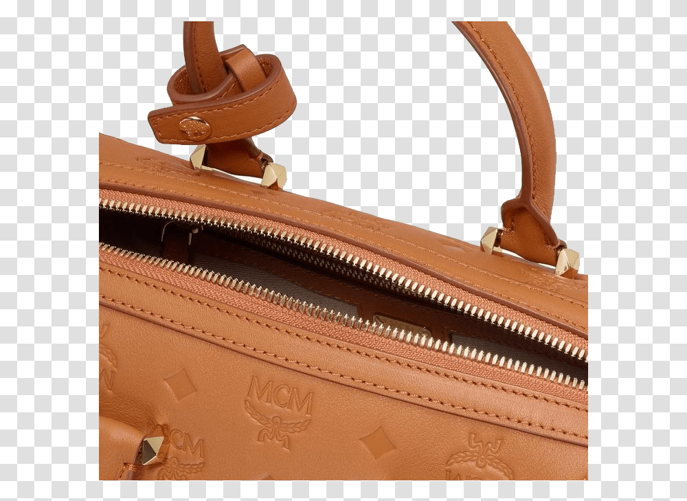 Mcm Essential Boston Bag In Monogram Leather Cognat Hobo Bag, Accessories, Accessory, Zipper, Handbag Transparent Png