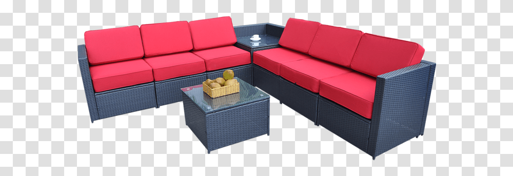 Mcombo Outdoor Patio Black Wicker Furniture Sectional Coffee Table, Couch, Cushion, Pillow, Home Decor Transparent Png