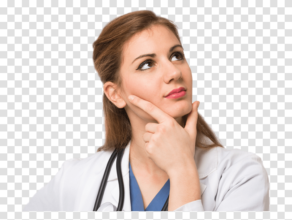 Md Looking Up And Thinking Girl, Person, Human, Doctor, Face Transparent Png